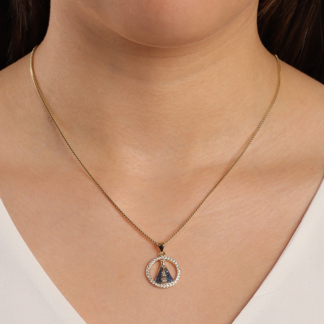 GRN-02088 COLAR COM PINGENTE DE NOSSA SENHORA APARECIDA EM ZIRCÔNIAS