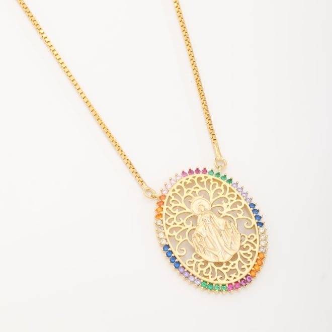 GX-0219 COLAR DE NOSSA SENHORA COM ZIRCÔNIAS