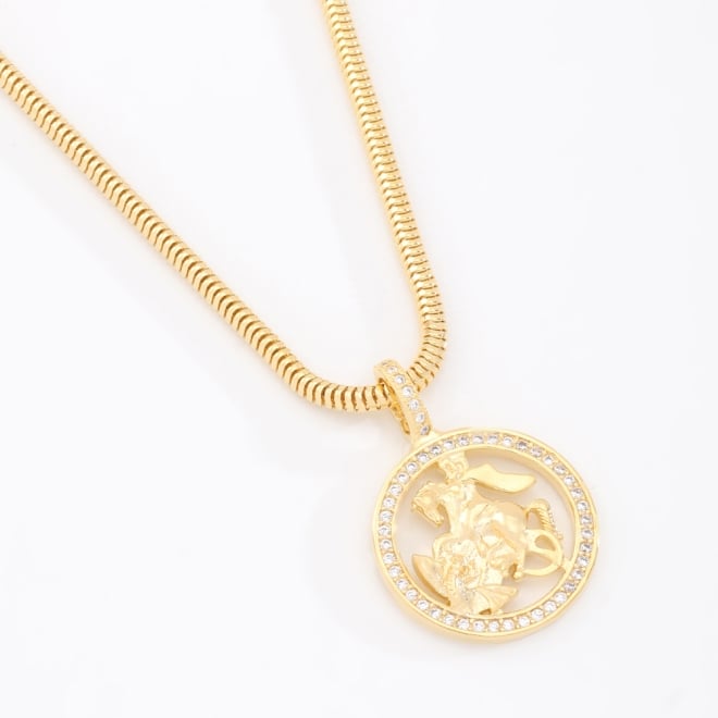 GX-0247 COLAR BANHADO A OURO 18K COM CORRENTE ELO SNAKE REDONDO 2,5 MM E PINGENTE SÃO JORGE
