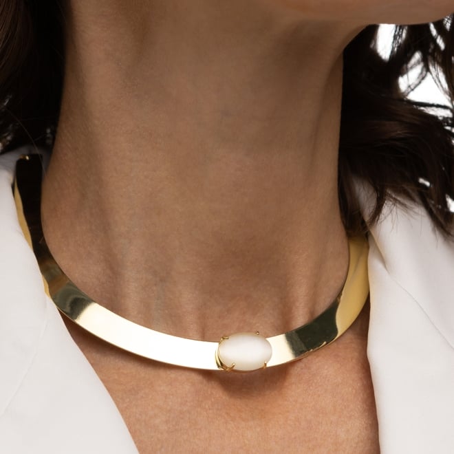 CH-0354 CHOKER BANHADA A OURO 18K COM BASE RÍGIDA TIPO FITA ACABAMENTO POLIDO