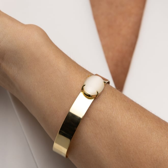 BL-00107 BRACELETE BANHADO A OURO 18K COM DESIGN RÍGIDO EM FORMATO DE FITA