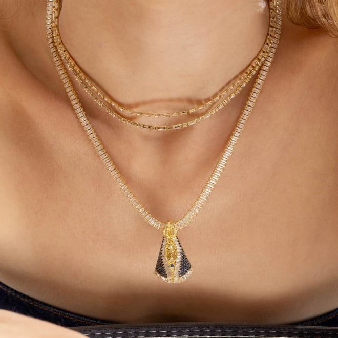 CX-0032 CHOKER COM ZIRCÔNIAS LAPIDADAS EM FORMA RETANGULAR