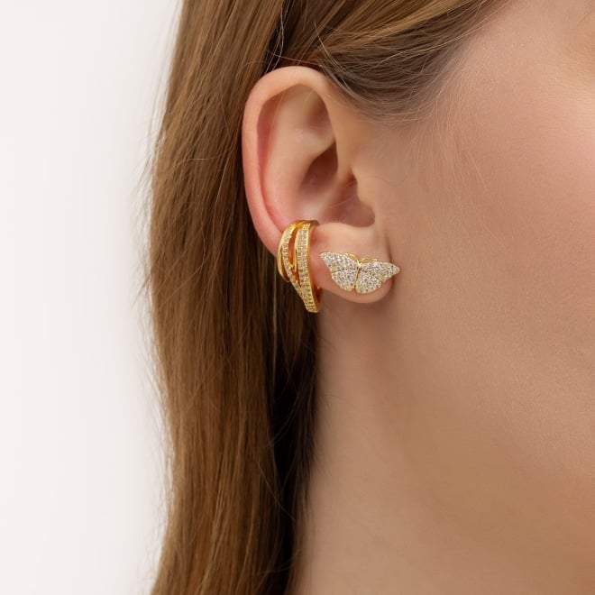 PC-00074 PIERCING BANHADO A OURO 18K COM DESIGN ENTRELAÇADO CRAVEJADOS