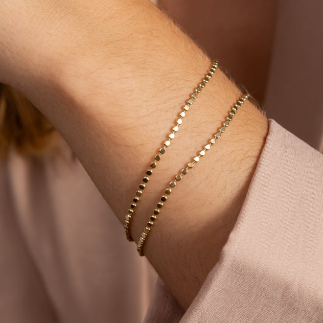 PU-00634 PULSEIRA BANHADA A OURO 18K COM CORRENTE DE ESFERAS DELICADAS