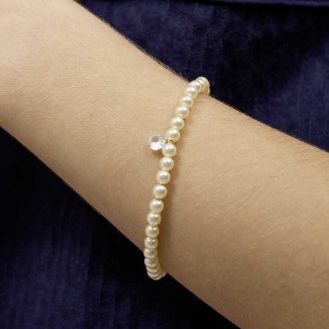 PI-00084 PULSEIRA INFANTIL COM PÉROLAS E PONTO DE LUZ