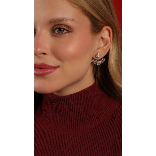 BR-02780 BRINCO BANHADO A OURO 18K COM DESIGN EAR CUFF EM GOTAS CRAVEJADAS EM ZIRCÔNIAS