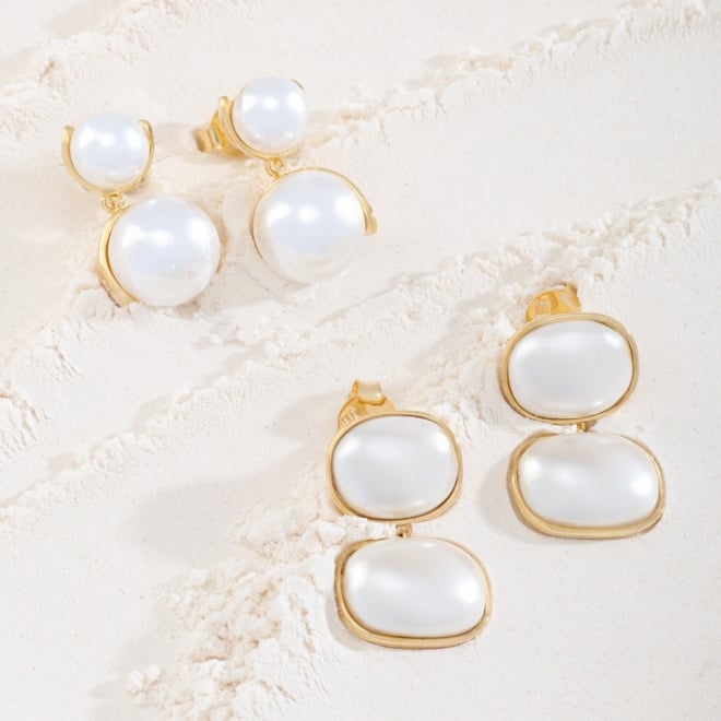 BR-02827 BRINCO COM DUPLAS PÉROLAS EM DESIGN ELEGANTE
