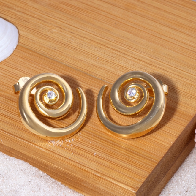 BR-02281 BRINCO EM ESPIRAL COM DETALHE DE ZIRCÔNIA CENTRAL