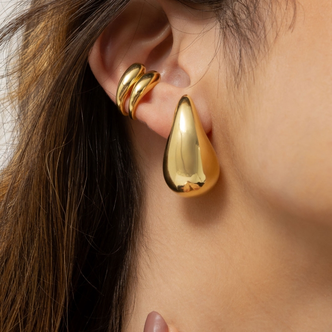 PC-00077 PIERCING BANHADO A OURO 18K COM DESIGN ORGÂNICO