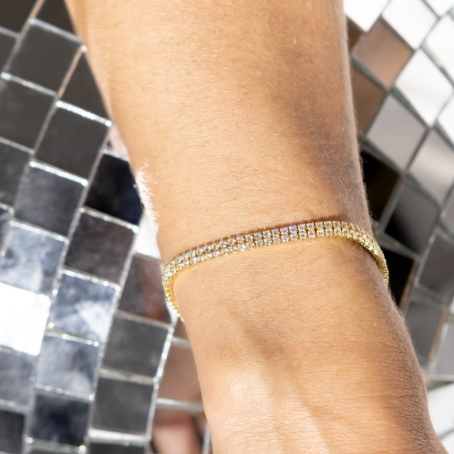 PU-00526 PULSEIRA BANHADA A OURO 18K COM DESIGN TIPO RIVIERA