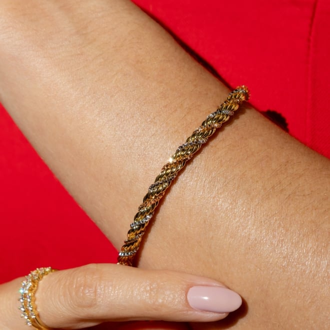 PXM-0119 PULSEIRA BANHADA A OURO 18K EM CORD&Atilde;O BAIANO COM DETALHES EM TR&Ecirc;S TONS