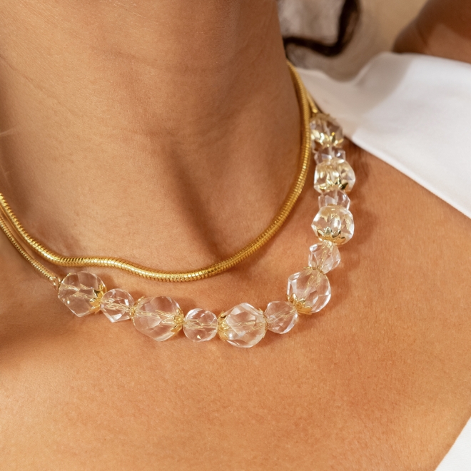 CJ-00225 CONJUNTO COM CRISTAL LAPIDADAS DETALHES DELICADOS