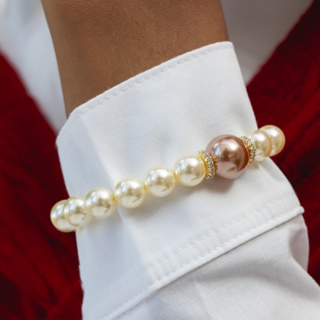 PU-00785 PULSEIRA  COM PÉROLAS, ESFERA ACETINADA