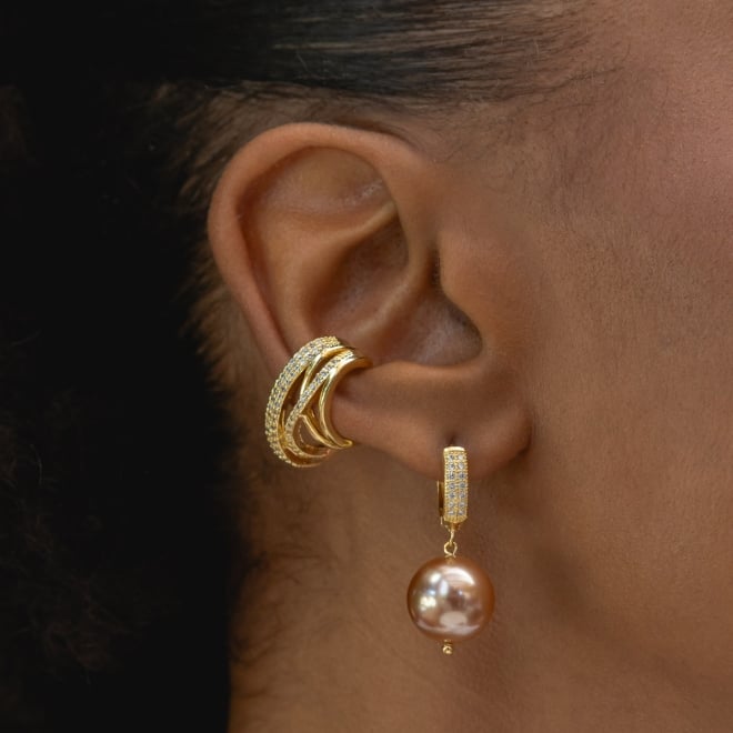 AC-0925 ARGOLA COM PÉROLAS GRANDES EM TONS DE ROSÉ E ARGOLAS EM ZIRCÔNIAS