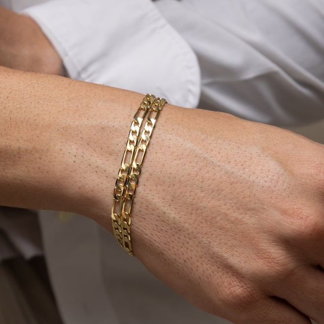 PR-0039 PULSEIRA BANHADA A OURO 18K COM ELOS ESTILO GRUMET E CARTIER