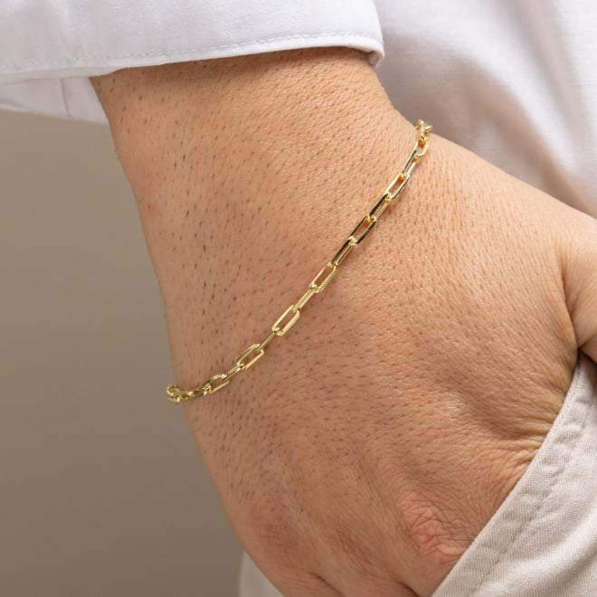 PR-0011 PULSEIRA BANHADA A OURO 18K COM ELOS RETANGULARES ESTILO CLIP