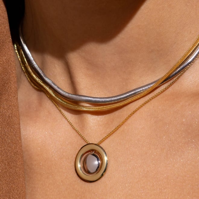 CHB-0018 CHOKER BANHADA A RÓDIO COM CORRENTE MODELO MALHA LISA