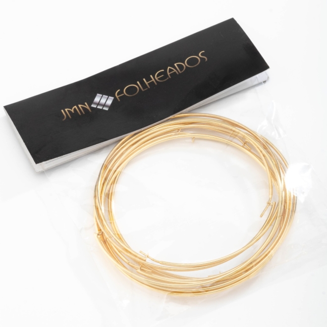 KAF-0004 KIT COM 5 PARES DE BRINCOS ARGOLA BANHADOS A OURO 18K COM DESIGN LISO