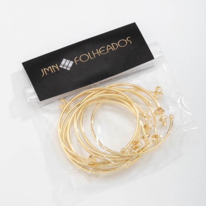 KAF-0007 KIT COM 5 PARES DE BRINCOS ARGOLA BANHADOS A OURO 18K COM DESIGN LISO