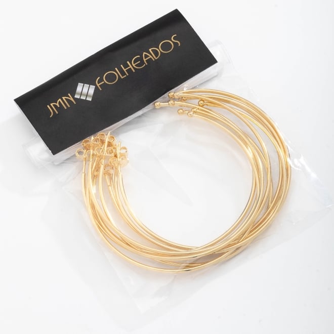 KAF-0008 KIT COM 5 PARES DE BRINCOS ARGOLA BANHADOS A OURO 18K COM DESIGN LISO