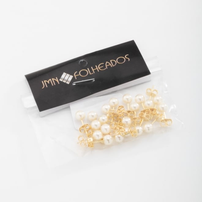 KBF-0006 KIT COM 10 PARES DE BRINCOS BANHADOS A OURO 18K COM PÉROLA CLÁSSICA