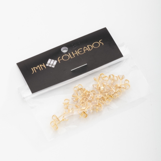 KBF-0016 KIT COM 10 PARES DE BRINCOS BANHADO A OURO 18K MODELO PONTO DE LUZ