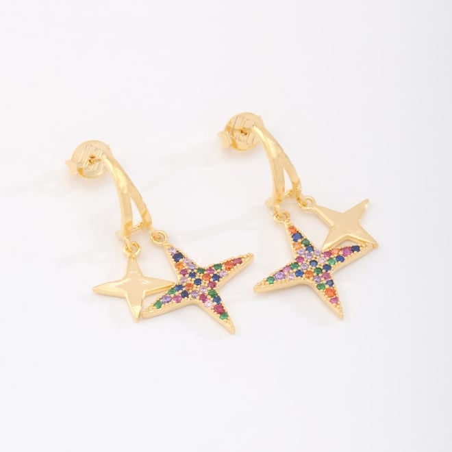 OUTB-00448 BRINCO COM PINGENTES DE ESTRELAS EM ZIRCÔNIAS COLORIDAS