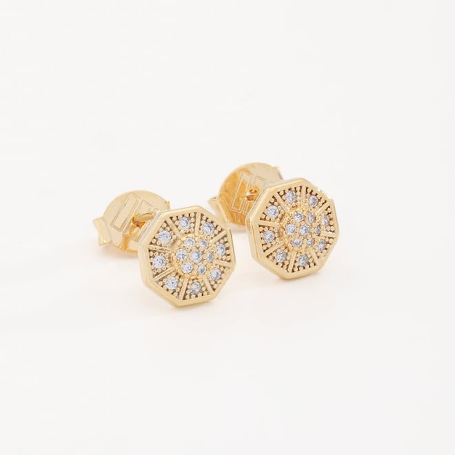 OUTB-00529 BRINCO BANHADO A OURO 18K EM FORMATO PIZZA