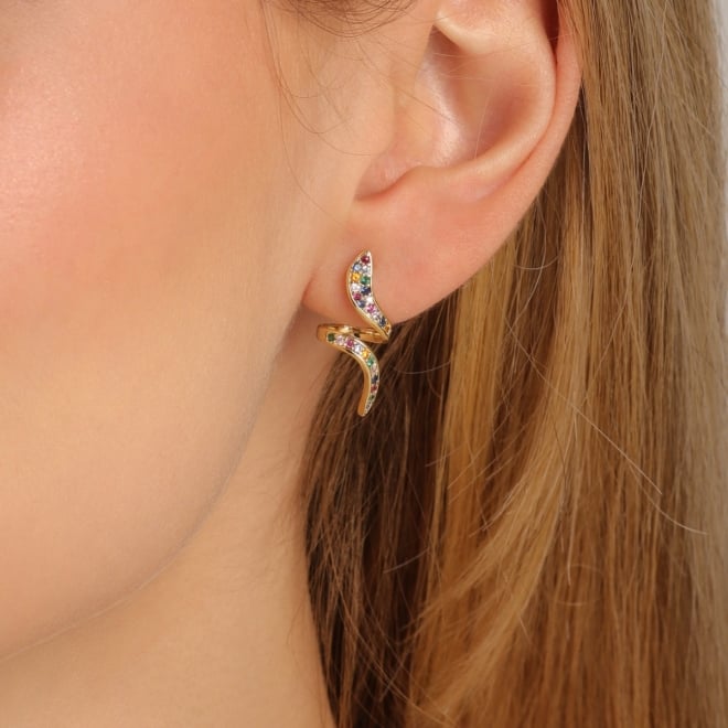 OUTB-01308-BRINCO EAR CUFF COM ZIRCÔNIAS COLORIDAS