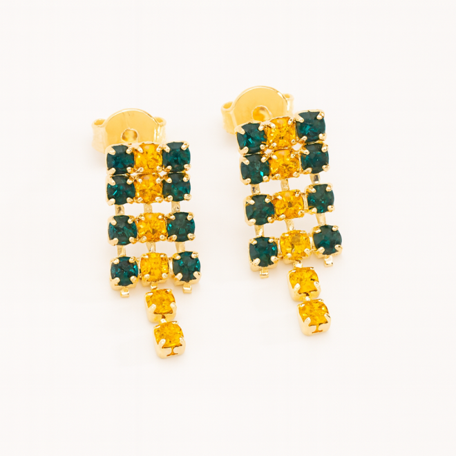 OUTBBB-00006 BRINCO BANHADO A OURO 18K COM FILEIRAS DE ZIRCÔNIAS