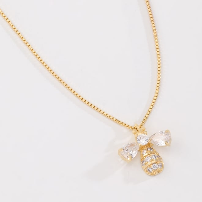 OUTG-5741 COLAR BANHADO A OURO 18K COM PINGENTE DE ABELHA CRAVEJADO EM ZIRCÔNIAS