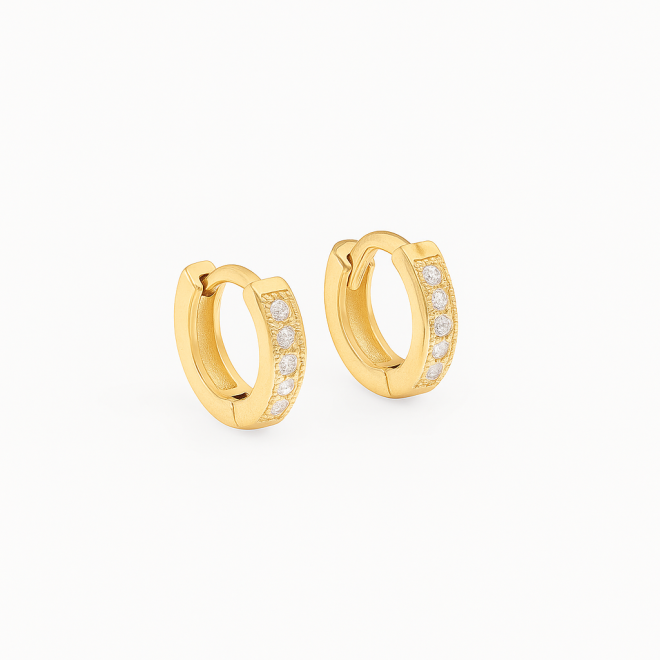 OUTKAC-0013 KIT COM 3 PARES DE BRINCOS BANHADOS A OURO 18K MINI ARGOLA EM ZIRCÔNIAS