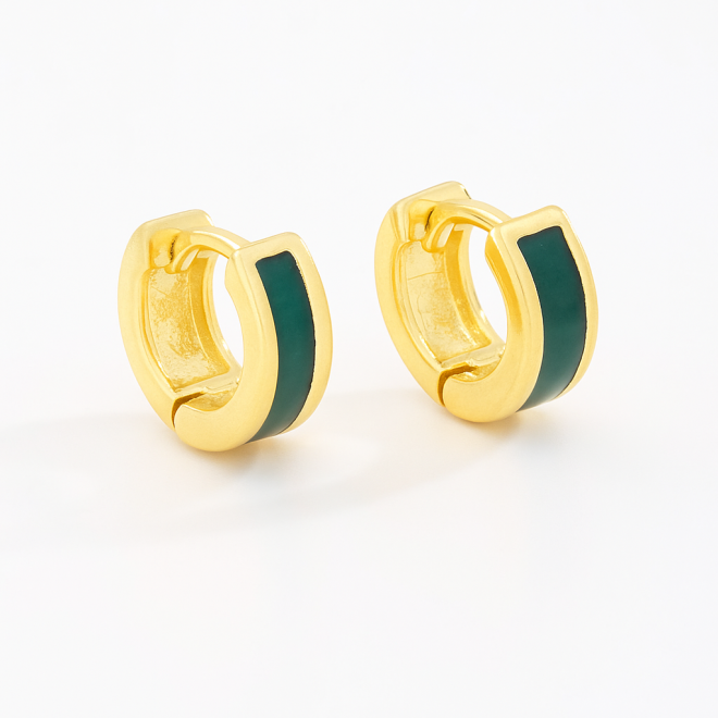 OUTKAC-0304 KIT COM 3 PARES DE ARGOLINHAS BANHADAS A OURO 18K COM ESMALTAÇÃO COLORIDA