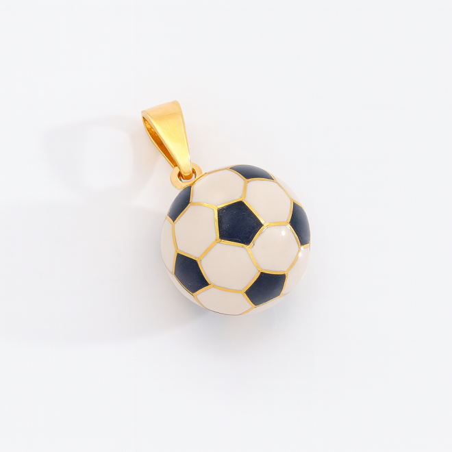OUTPB-00002 PINGENTE BANHADO A OURO 18K EM FORMATO DE BOLA DE FUTEBOL