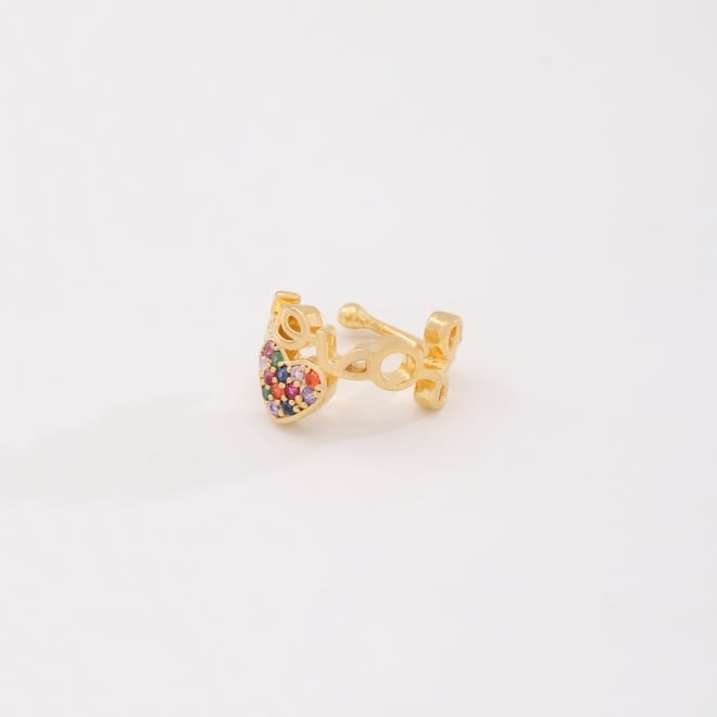 OUTPC-00015 PIERCING FAKE BANHADO A OURO 18K COM DETALHE ESCRITO LOVE E CORAÇÃO