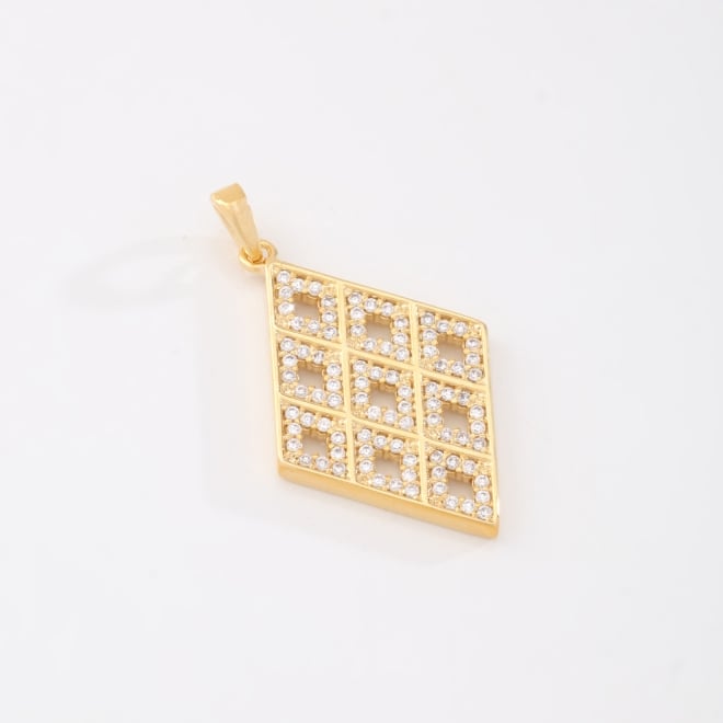 OUTPG-0358 PINGENTE BANHADO A OURO 18K EM FORMATO LOSANGULAR