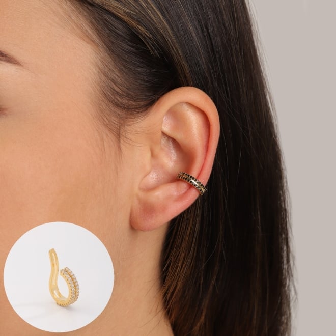 PC-00009 PIERCING BANHADO A OURO 18K COM FILEIRAS CRAVEJADAS EM ZIRCÔNIAS