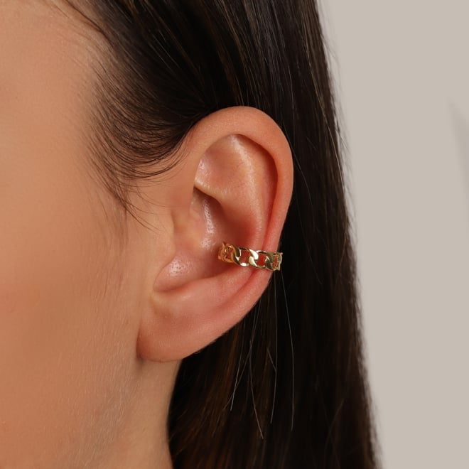 PC-00041 PIERCING BANHADO A OURO 18K COM DESIGN DE ELOS ENTRELAÇADOS