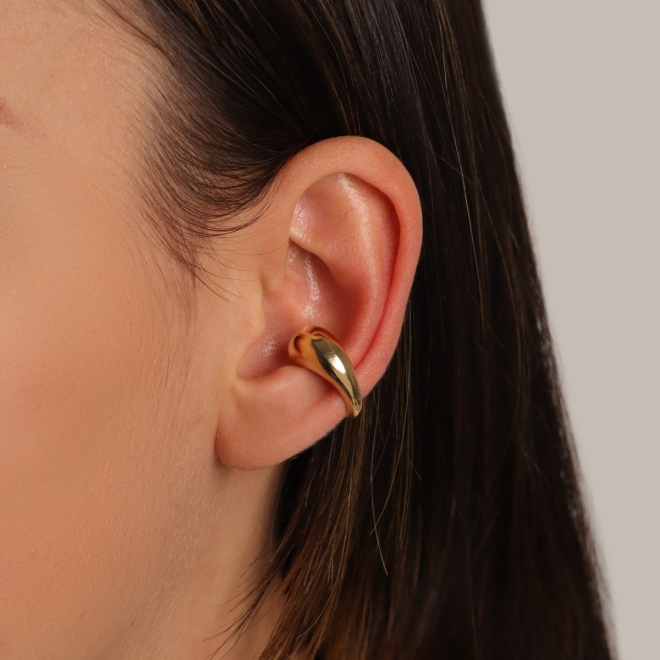 PC-00065 PIERCING BANHADO A OURO 18K COM DESIGN LISO E ORGÂNICO