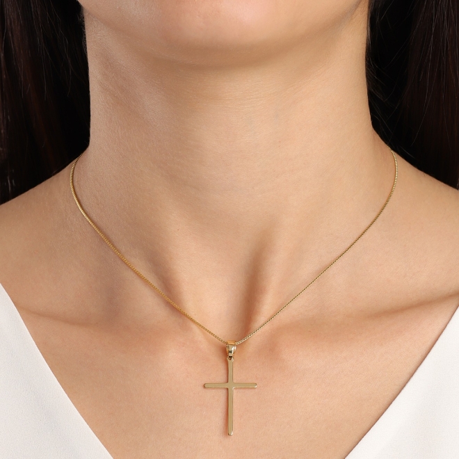 PG-00010 PINGENTE BANHADO A OURO 18K DE CRUZ LISA.