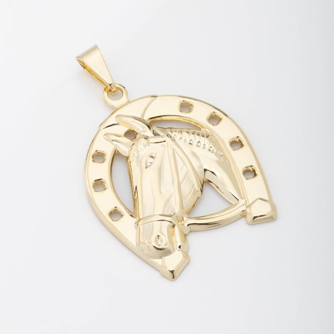 PG-00014 PINGENTE COM DESIGN DE CAVALO E FERRADURA