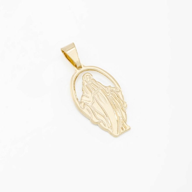PG-00028 PINGENTE BANHADO A OURO 18K COM IMAGEM DE NOSSA SENHORA DAS GRAÇAS
