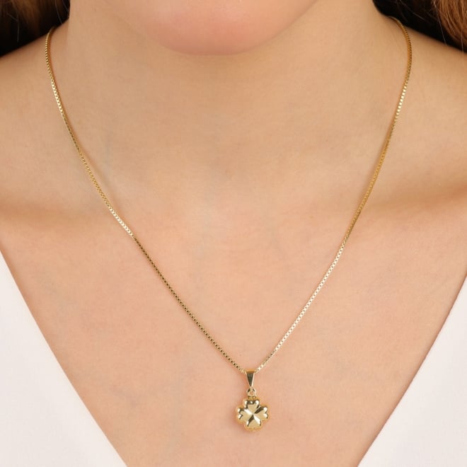 PG-00098 PINGENTE BANHADO A OURO 18K EM TREVO DE QUATRO FOLHAS