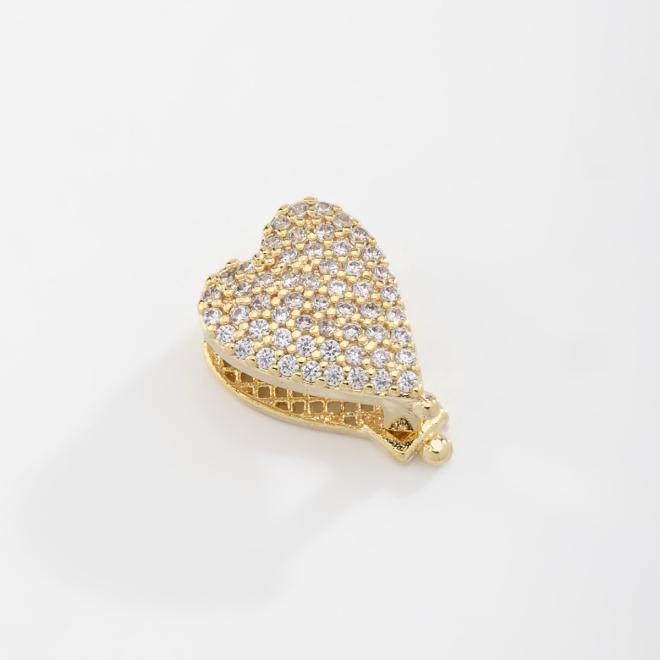 PG-00116 PINGENTE BANHADO A OURO 18K EM FORMATO DE CORAÇÃO  EM ZIRCÔNIAS