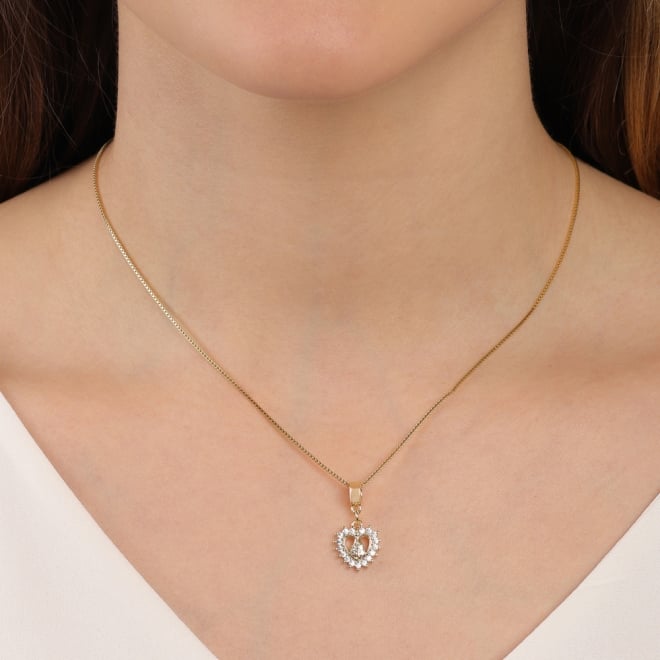 PG-00166 PINGENTE BANHADO A OURO 18K EM FORMATO DE CORAÇÃO DE NOSSA SENHORA