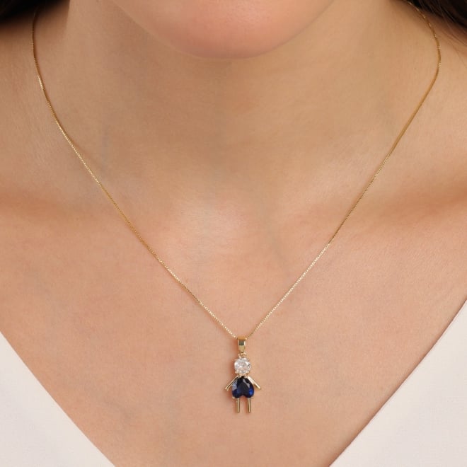 PG-00221 PINGENTE BANHADO A OURO 18K DE MENINO COM DETALHES EM ZIRCÔNIAS