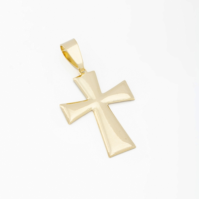 PG-00223 PINGENTE BANHADO A OURO 18K DE CRUZ COM DESIGN LISO