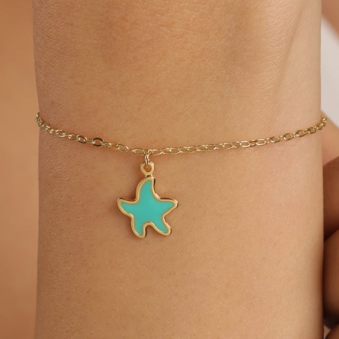 PI-00122-PULSEIRA INFANTIL COM ESTRELA-DO-MAR ESMALTADA
