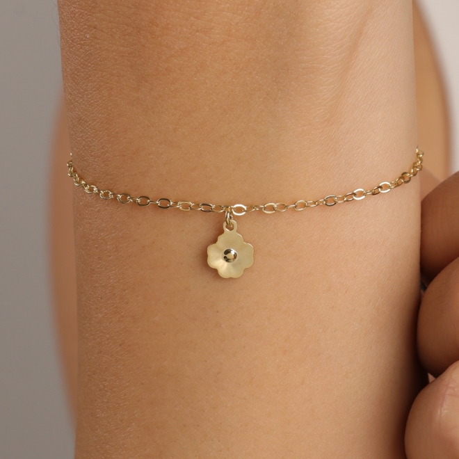 PI-00125-PULSEIRA INFANTIL COM PINGENTE DE FLOR