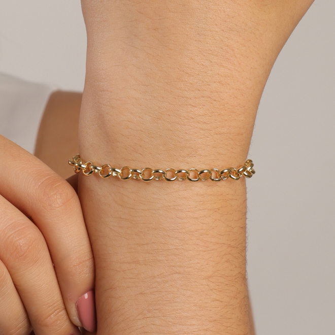 PR-0024 PULSEIRA BANHADA A OURO 18K COM ELOS PORTUGUÊS
